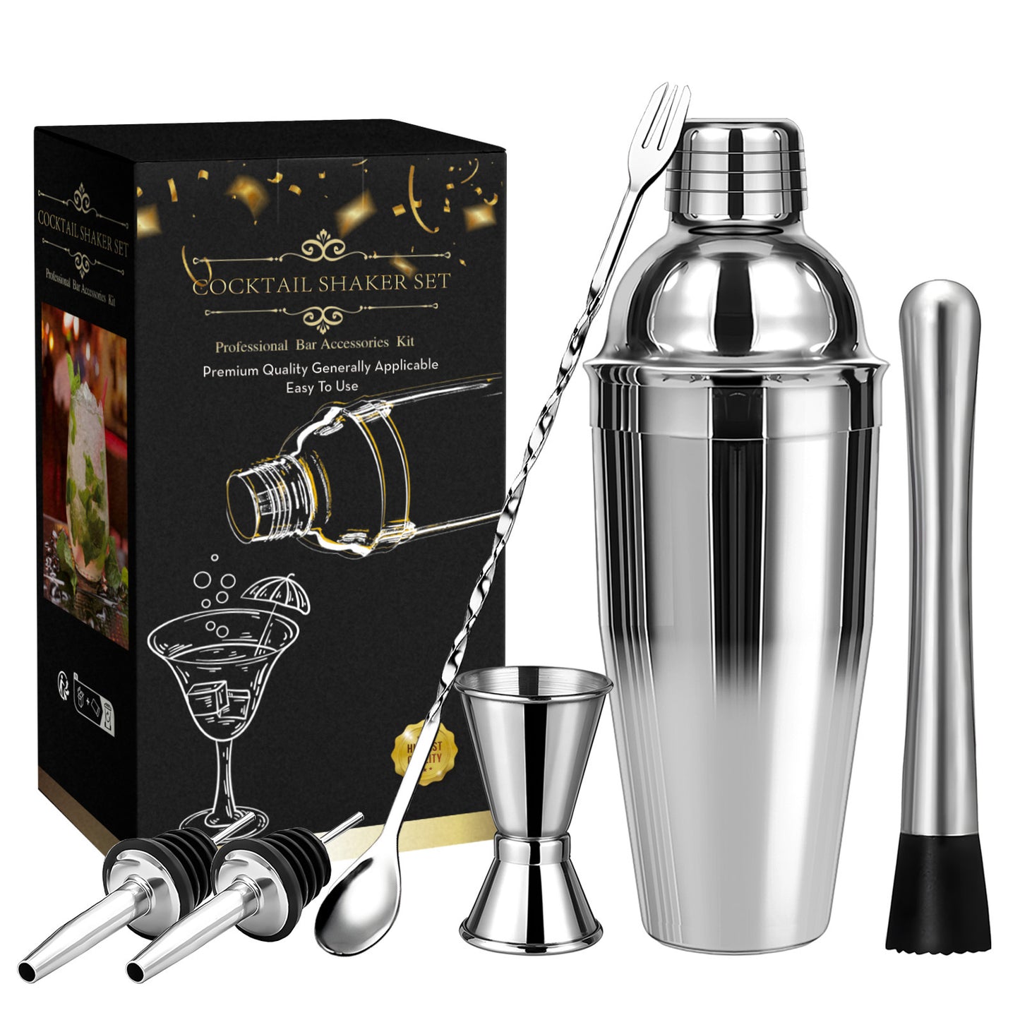 Professional 6 Piece Cocktail Shaker Set