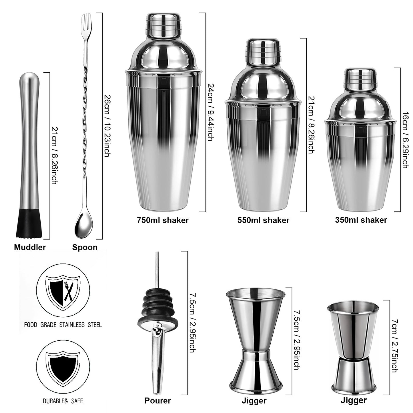 Professional 6 Piece Cocktail Shaker Set