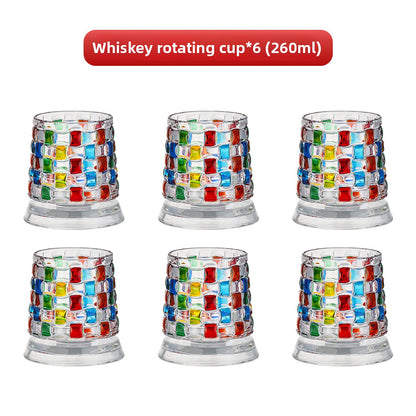 Painted Spinning Whiskey Glass