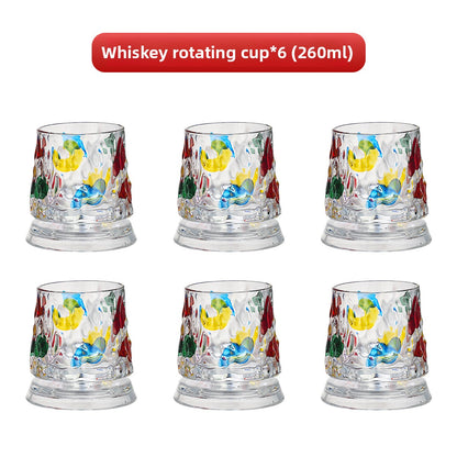Painted Spinning Whiskey Glass