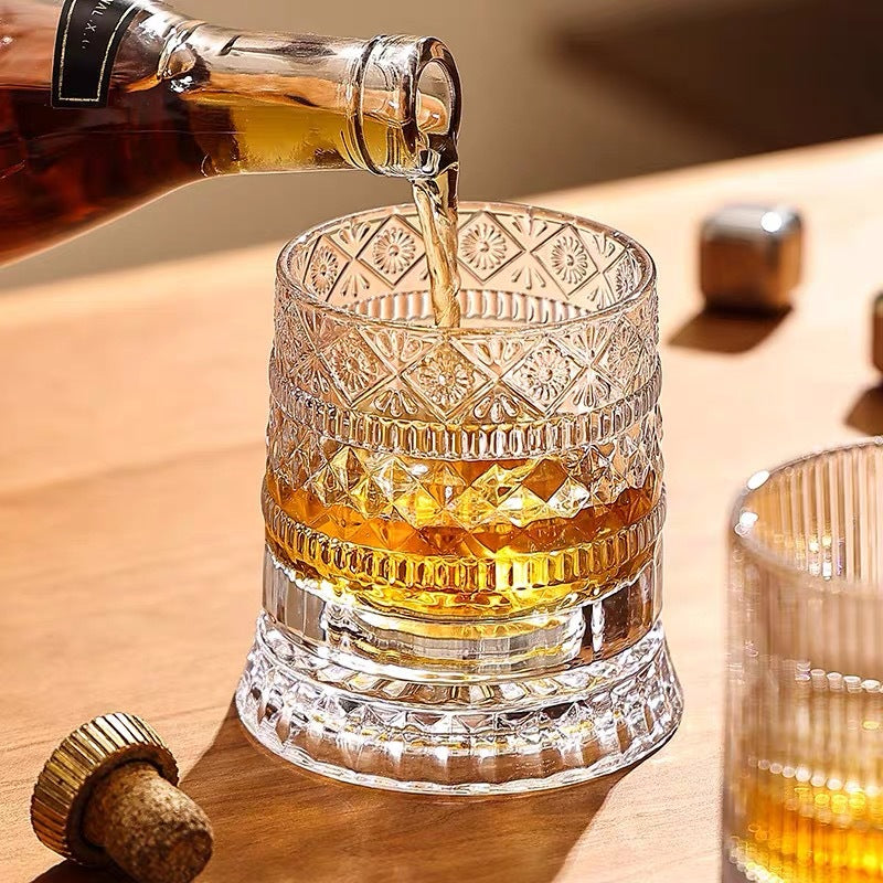 Rotating Crystal Whiskey Glass