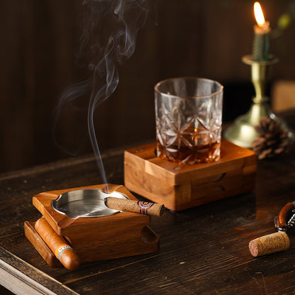Cigar and Whiskey Coaster Set