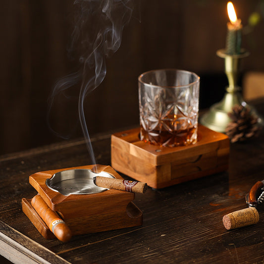 Cigar and Whiskey Coaster Set
