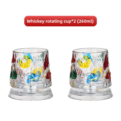 Painted Spinning Whiskey Glass