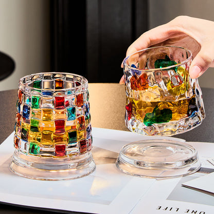 Painted Spinning Whiskey Glass