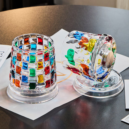 Painted Spinning Whiskey Glass
