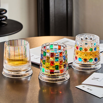 Painted Spinning Whiskey Glass