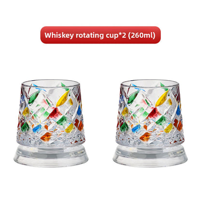 Painted Spinning Whiskey Glass
