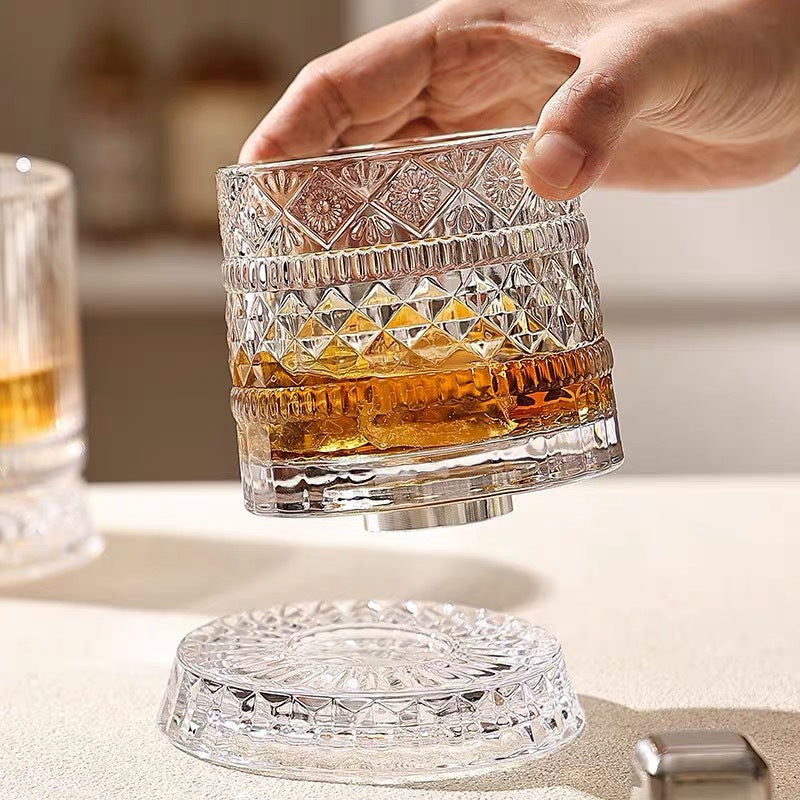 Rotating Crystal Whiskey Glass